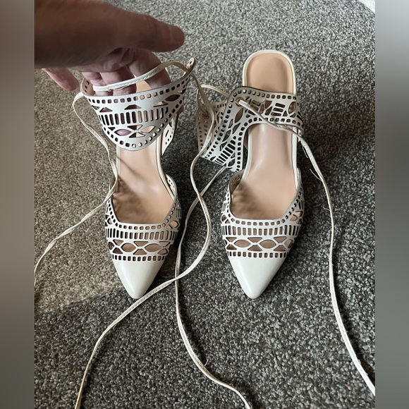 other Shoes - NWOT Laser Cut Heels Vanilla Cream - 6.5